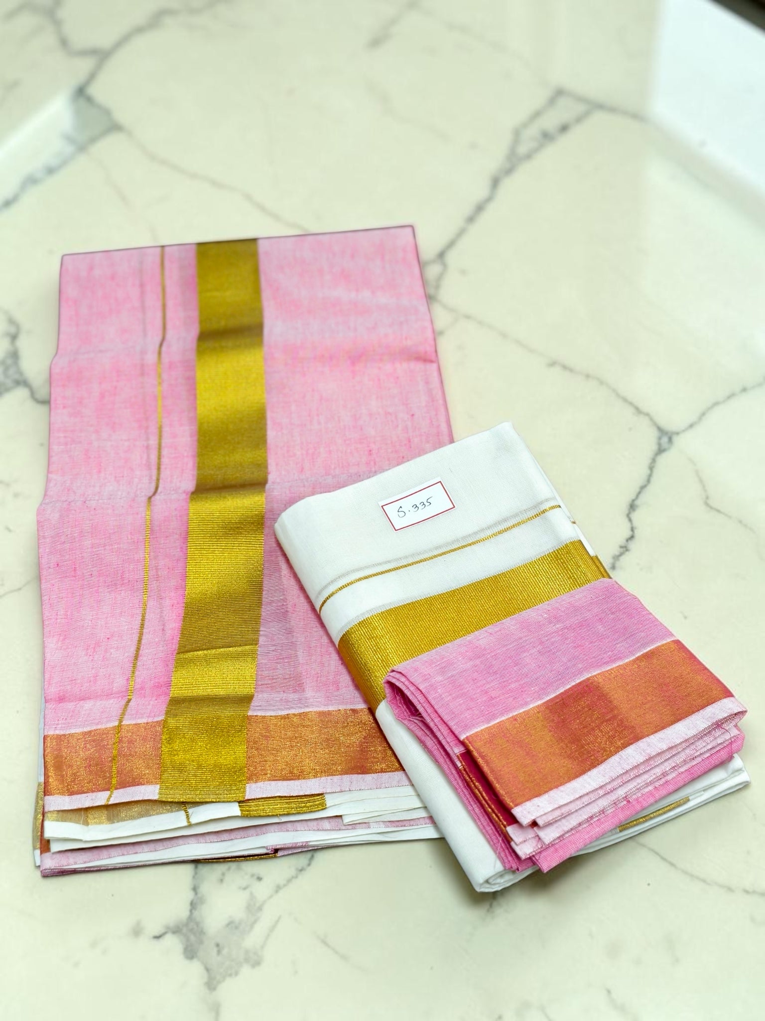 Kerala traditional contrast pall Set mundu with Blouse _ extra length