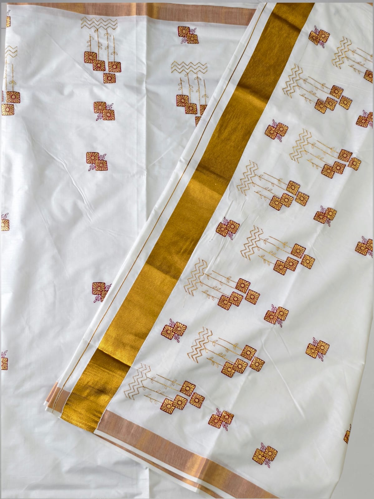 Pure Cotton Embroidery Saree Full body with blouse