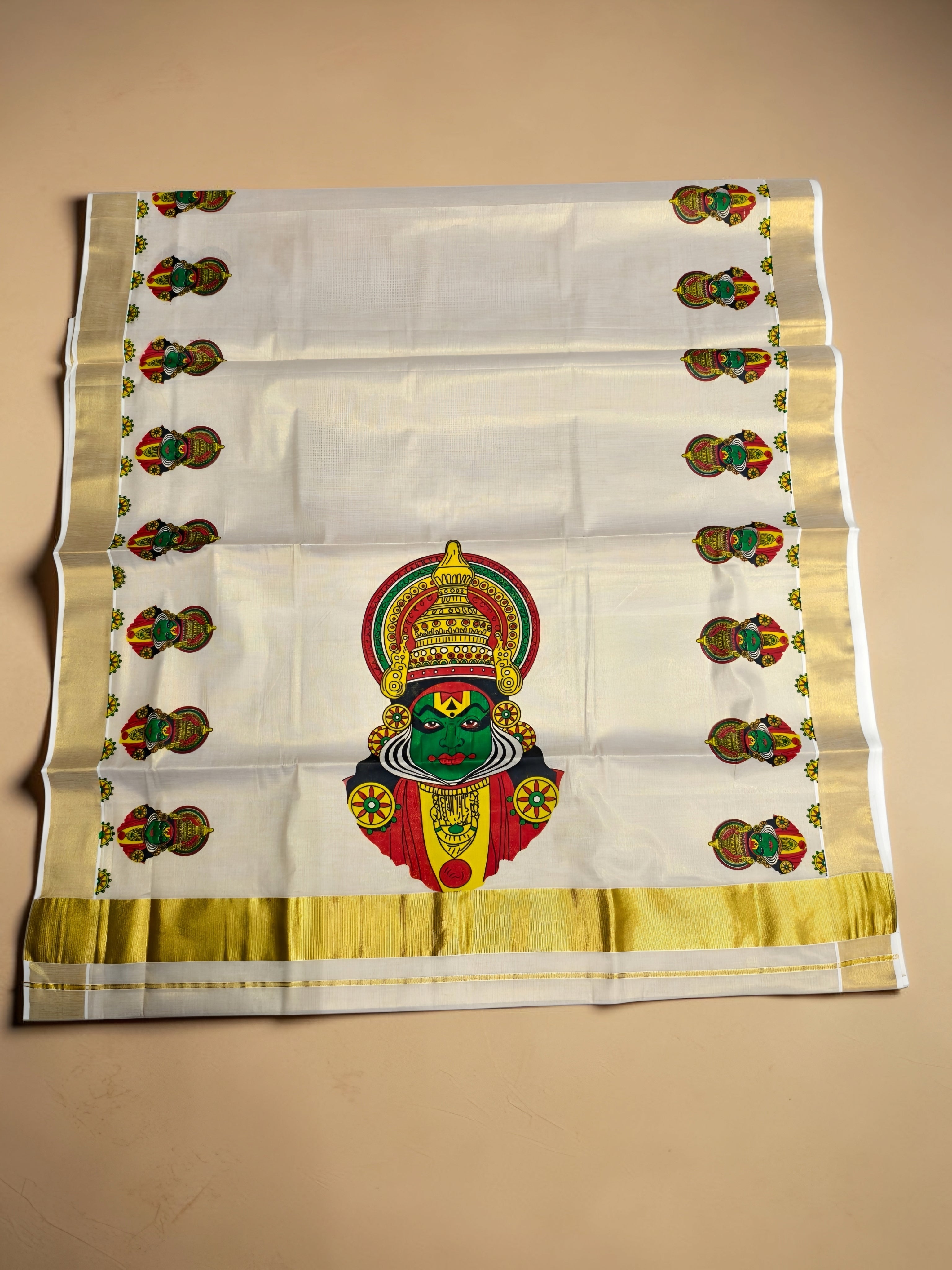 Kerala Tissue Saree with Big Print Onam exclusive with blouse