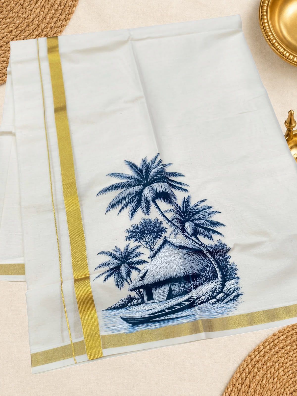 kerala Tradition Print Dhoti 4 meter