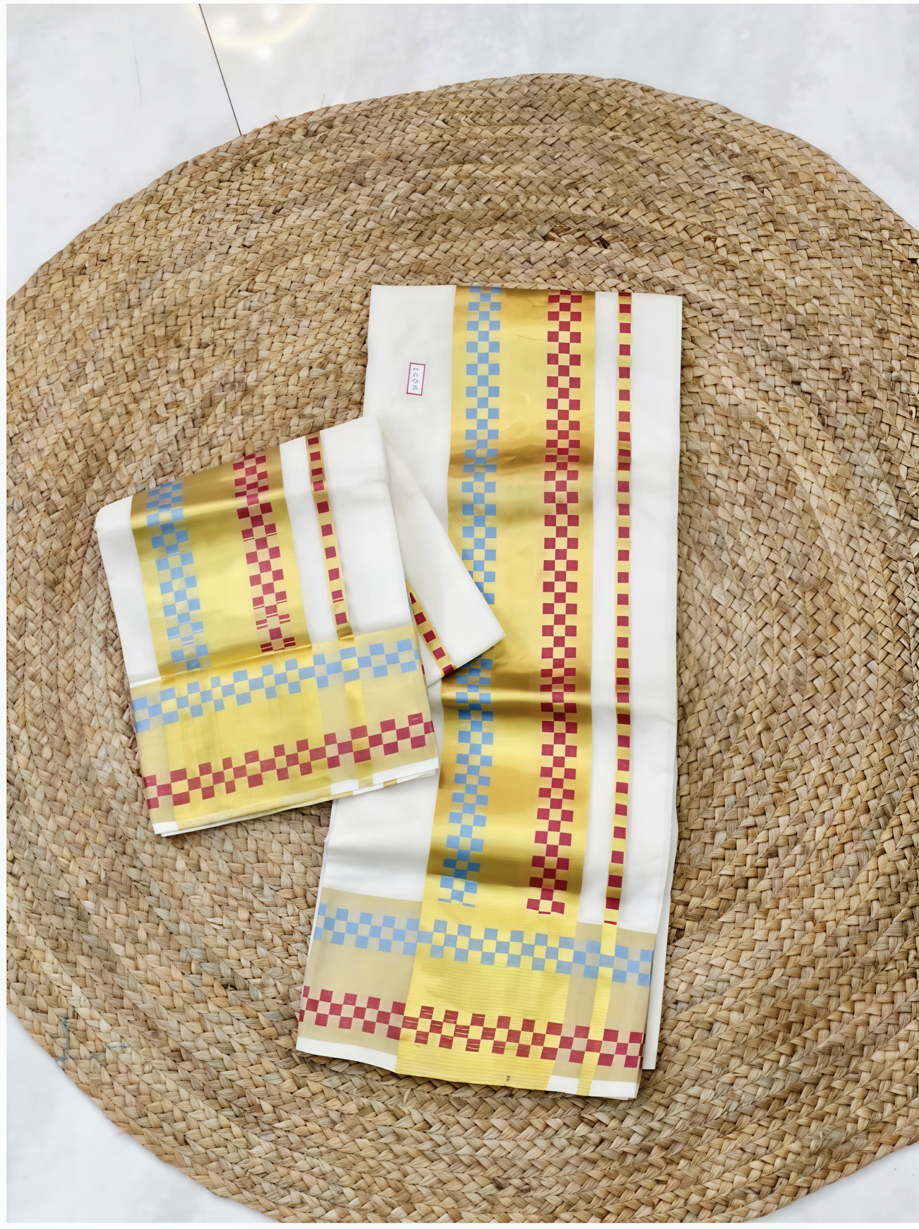 Pure Handloom Kaithiri Set mundu with border design _ extra length
