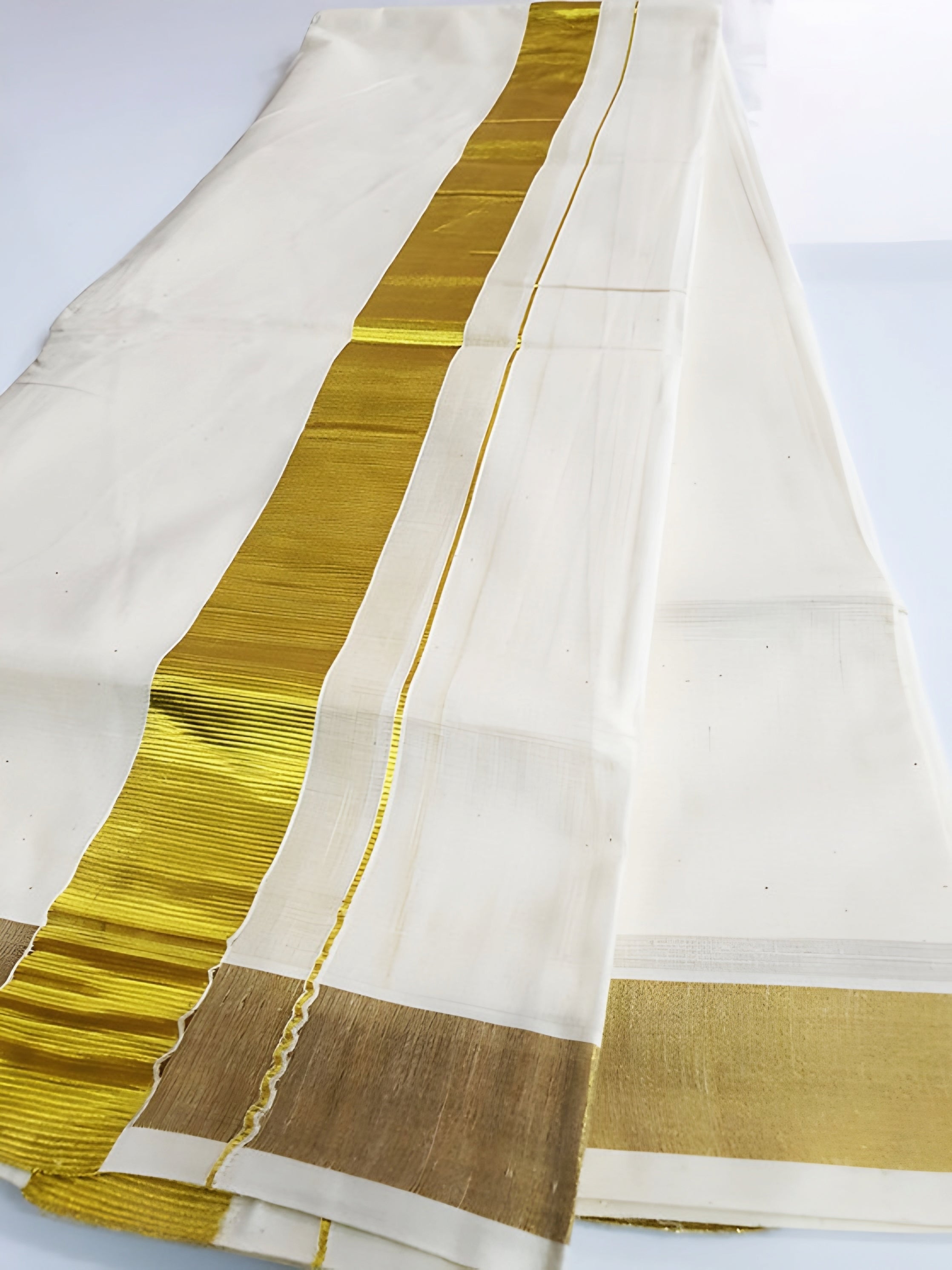 Kuthampully Men's Cotton Dhoti (4 mtr)_ (high quality jeri)
