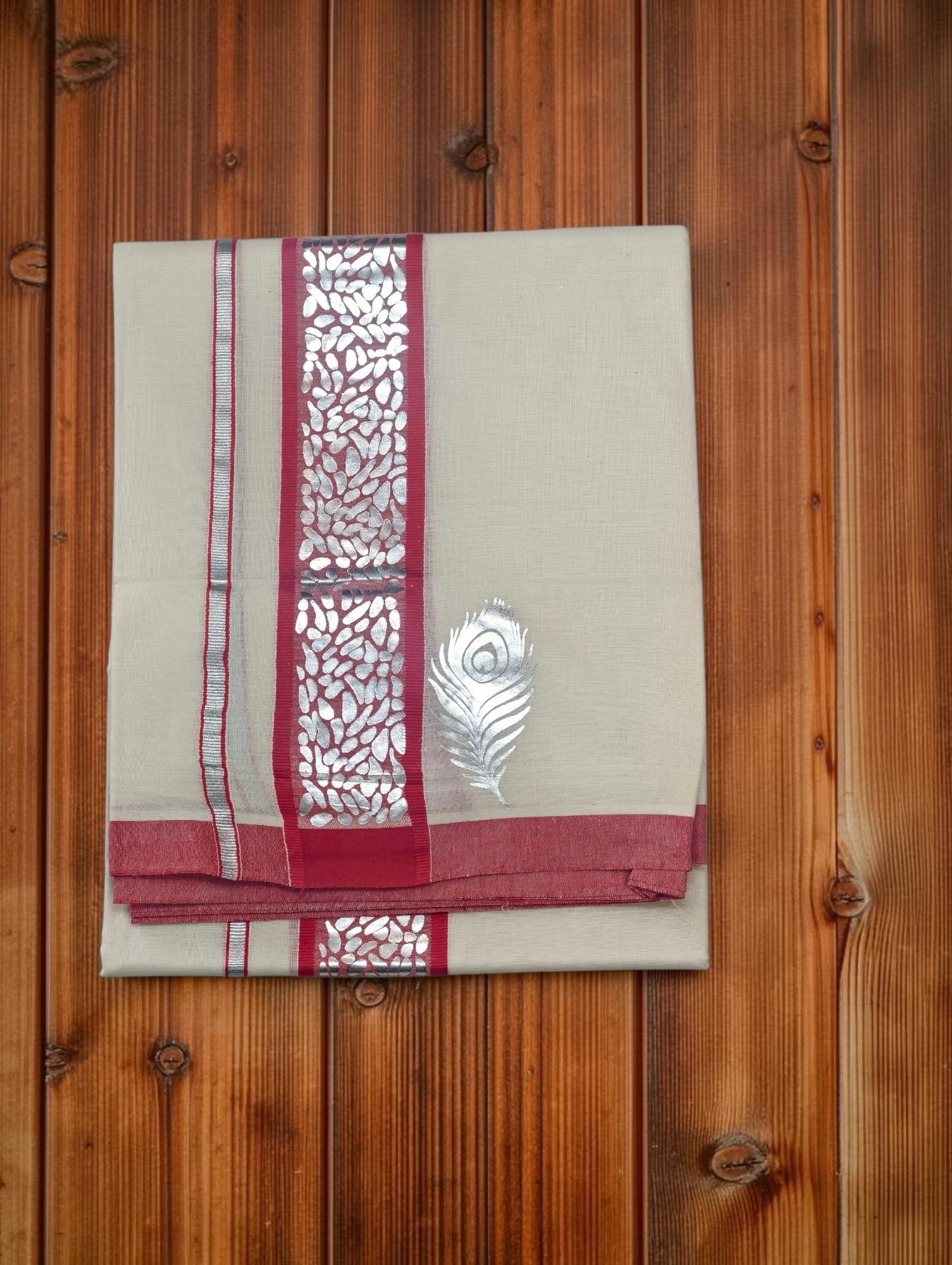 Onam special double dhoti 4 meter with Peeli Deign