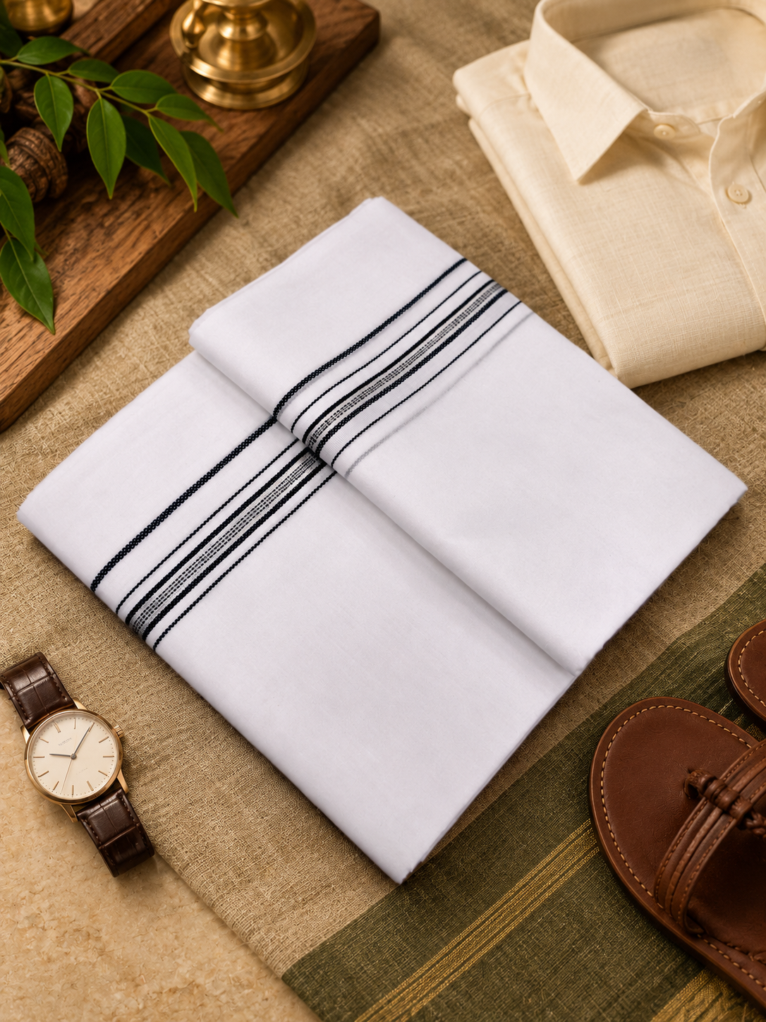 Premium Quality Pure White Mens dhoti 4 meter Pure Cotton