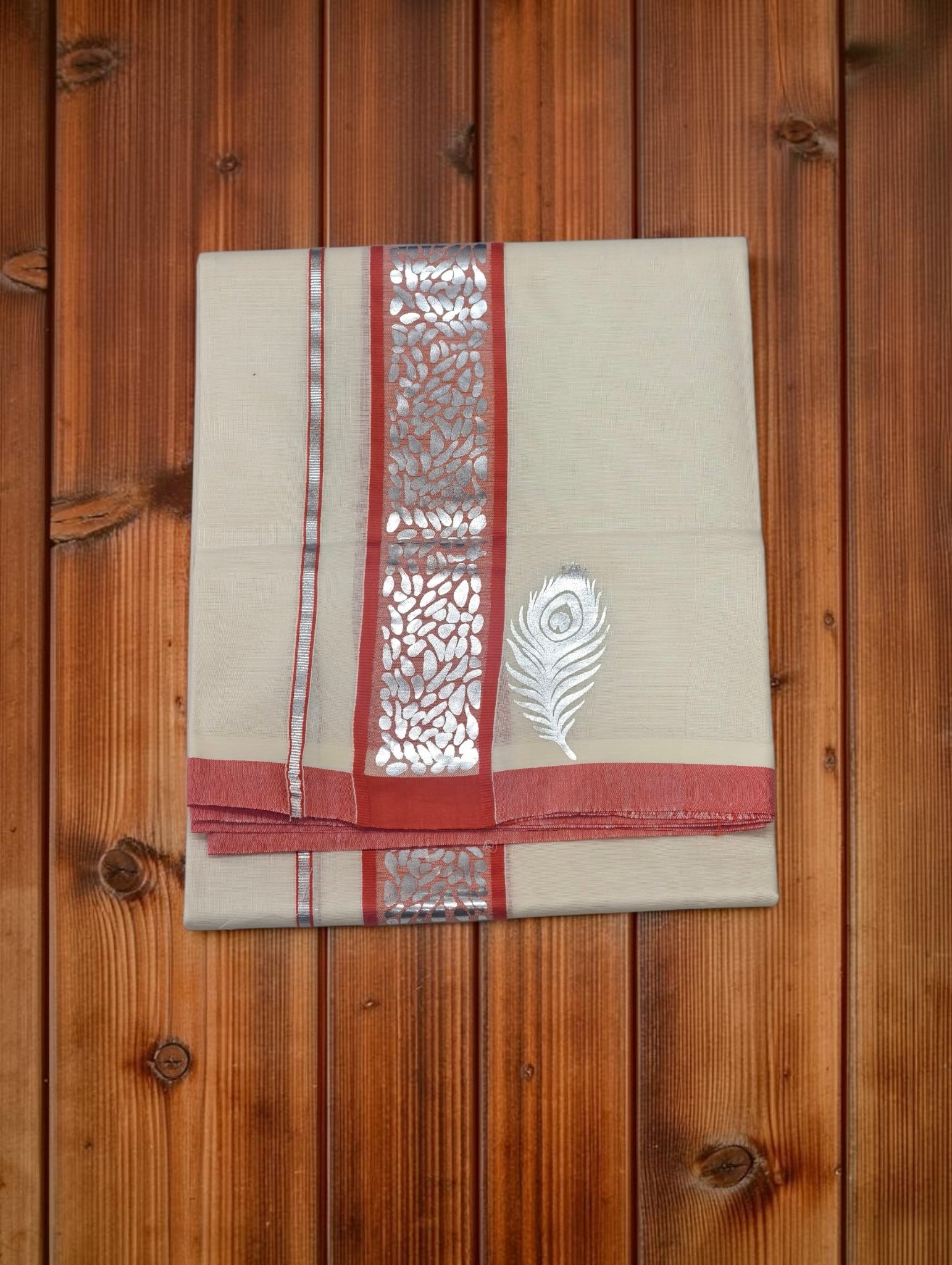 Onam special double dhoti 4 meter with Peeli Deign