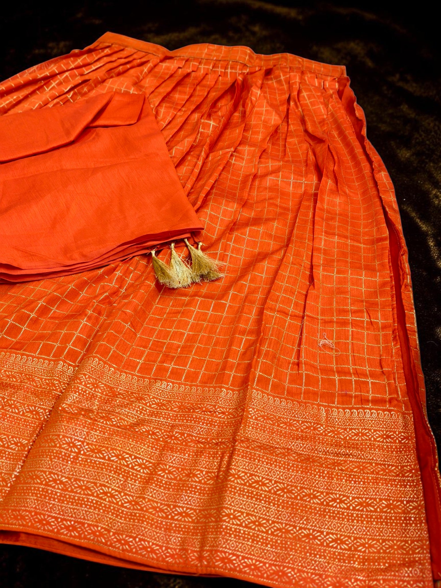 Check davani chettinadu style semi stitched with blouse and dupatta 3 psc