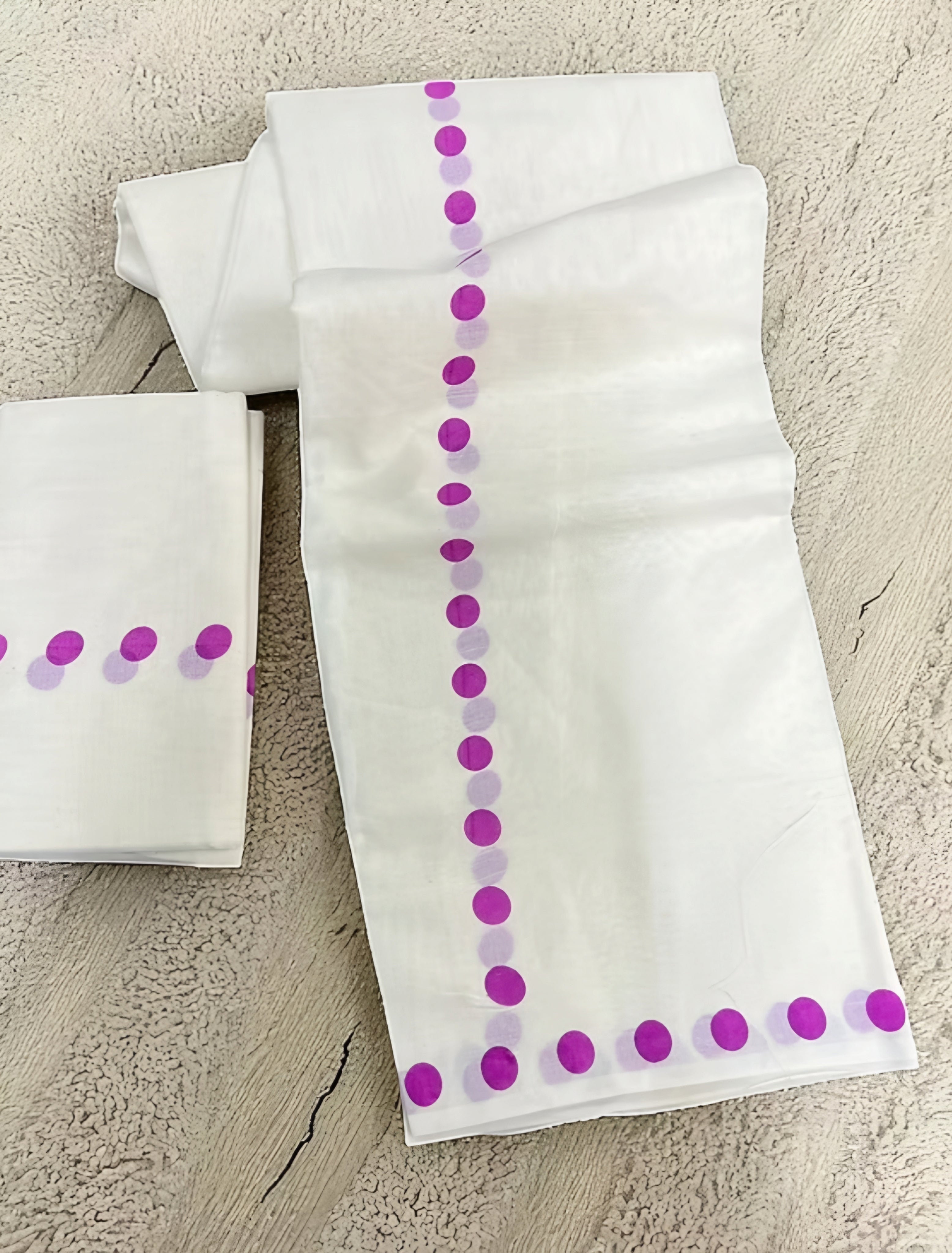 Pure Cotton Polka dot printing set mundu trending