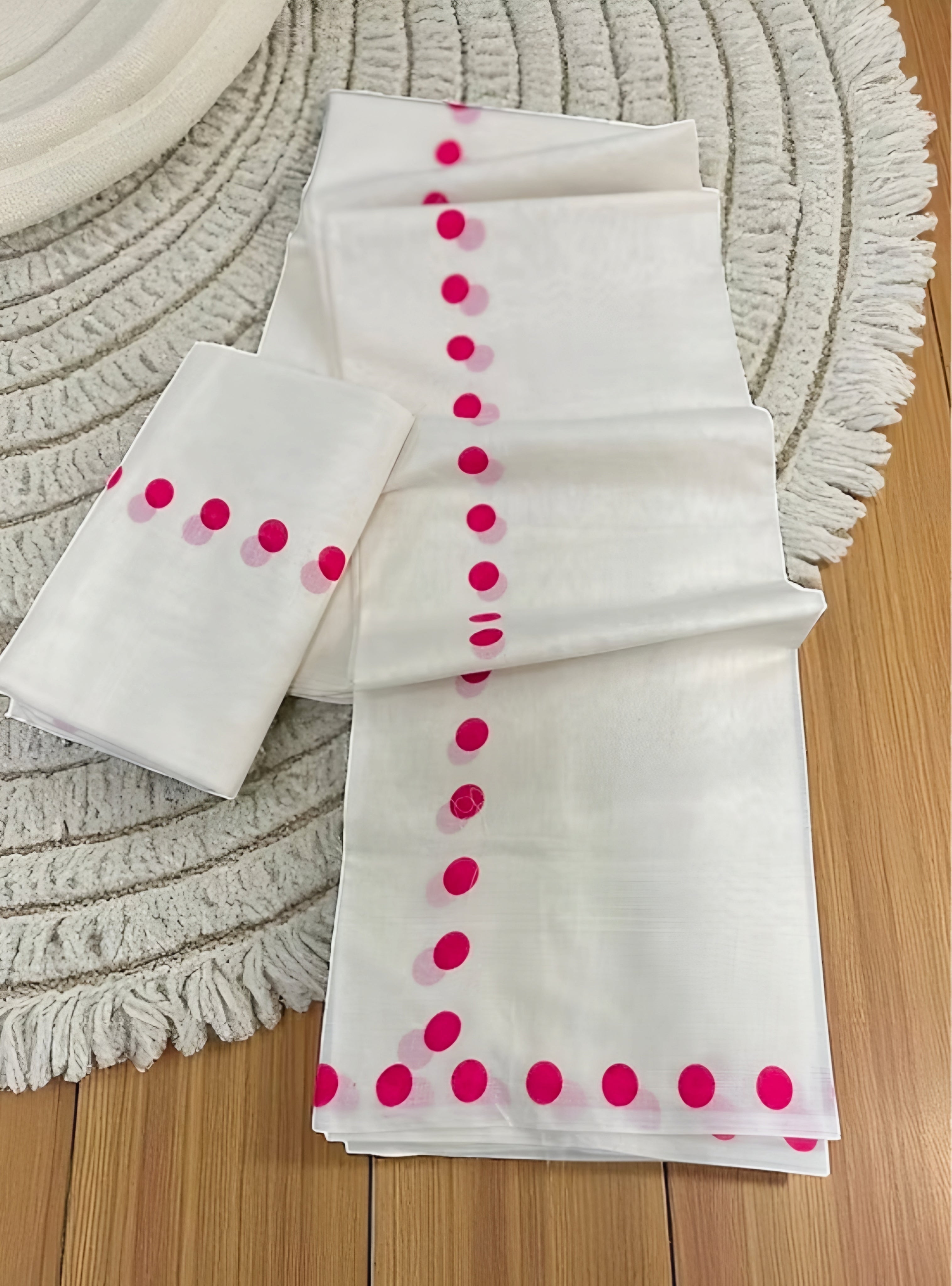 Pure Cotton Polka dot printing set mundu trending