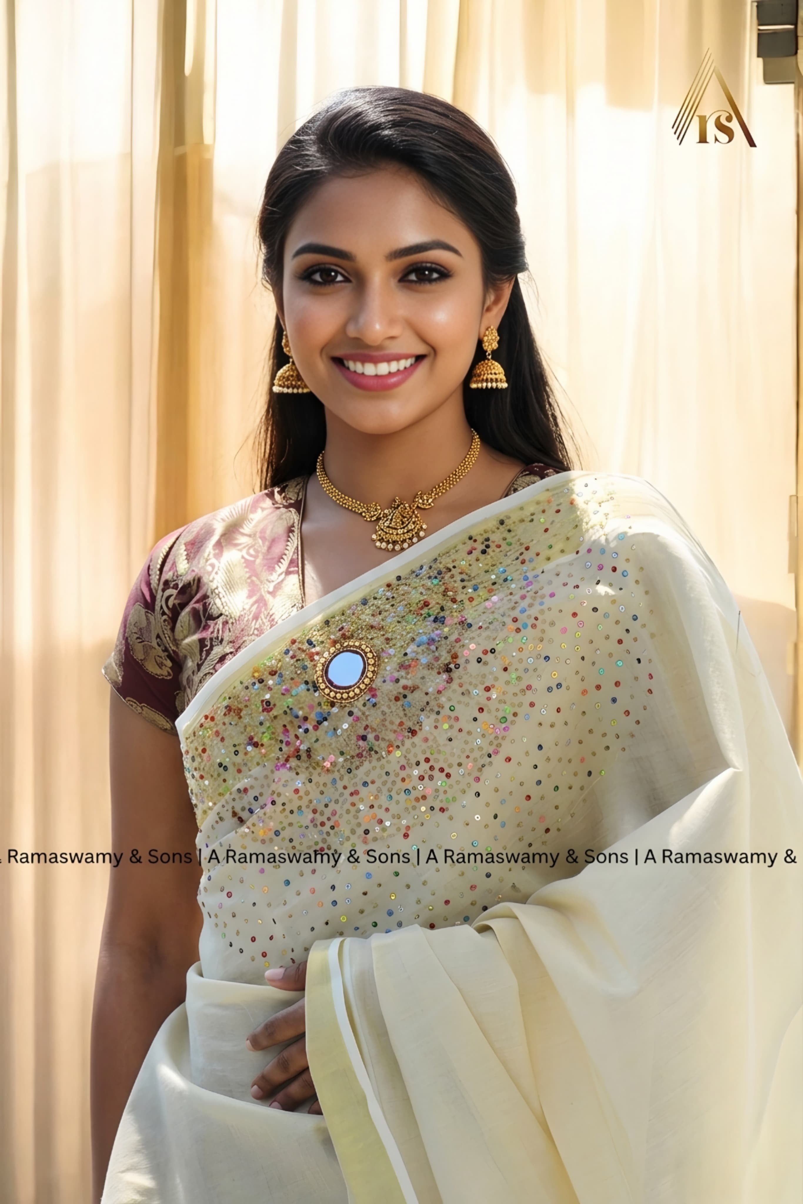 Tissue Saree Premium Hand Work _ Kerala saree 6.25mtr