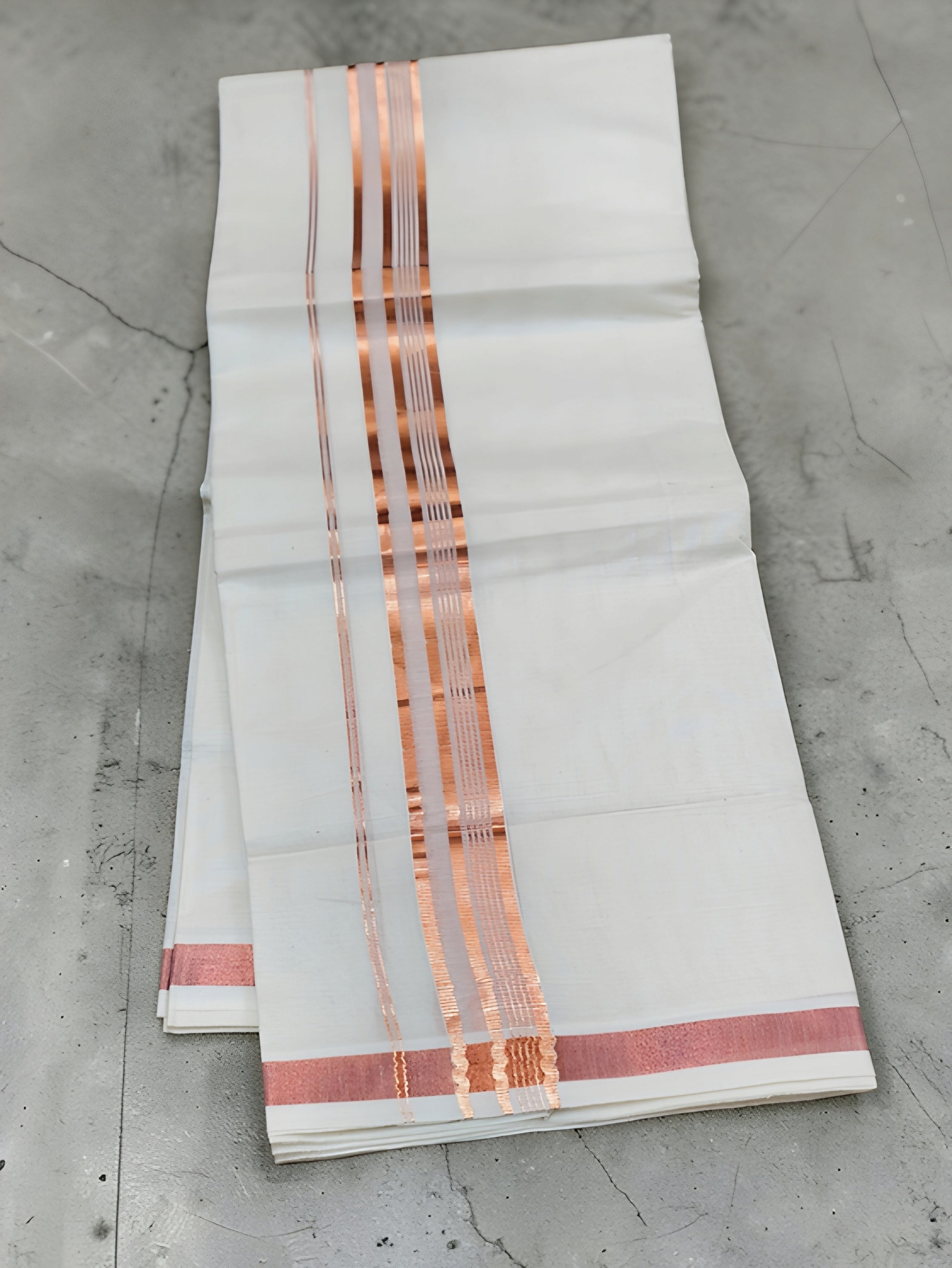 Copper style mens double dhoti 4 meter Pure cotton with high quality copper jeri