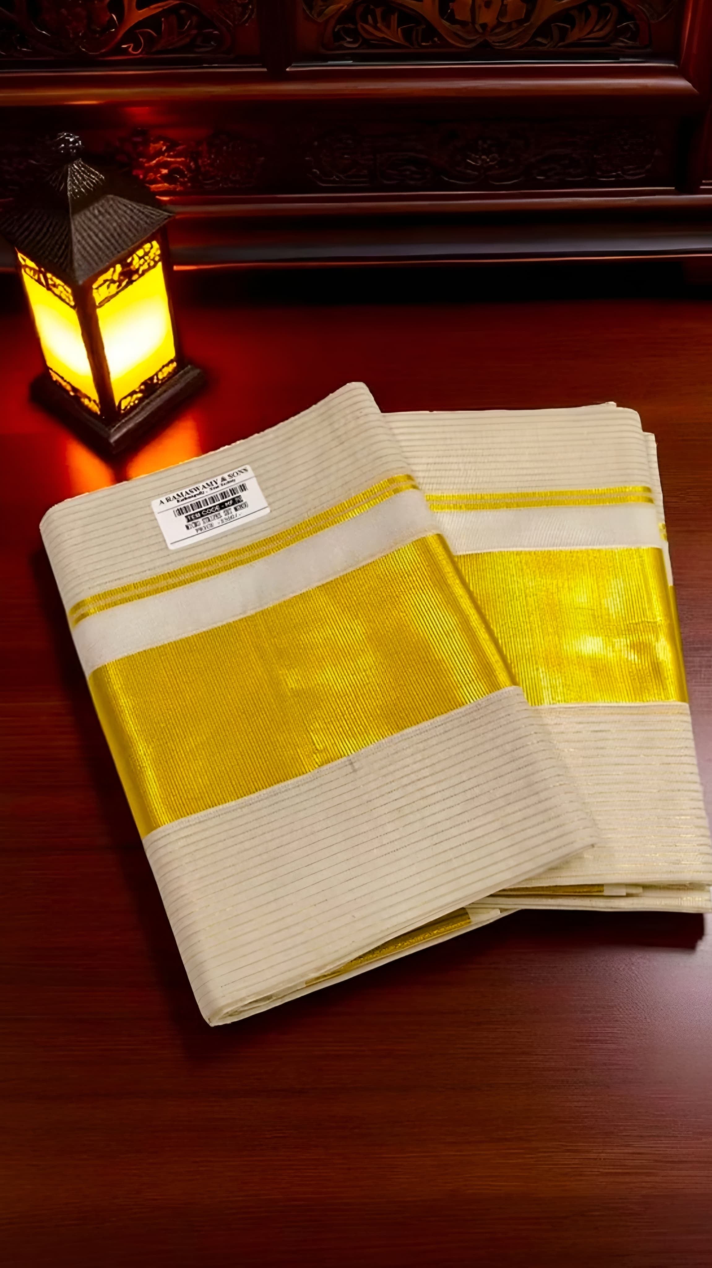 Kuthampully Handloom Quality Premium Micro Stripes Set Mundu extra length