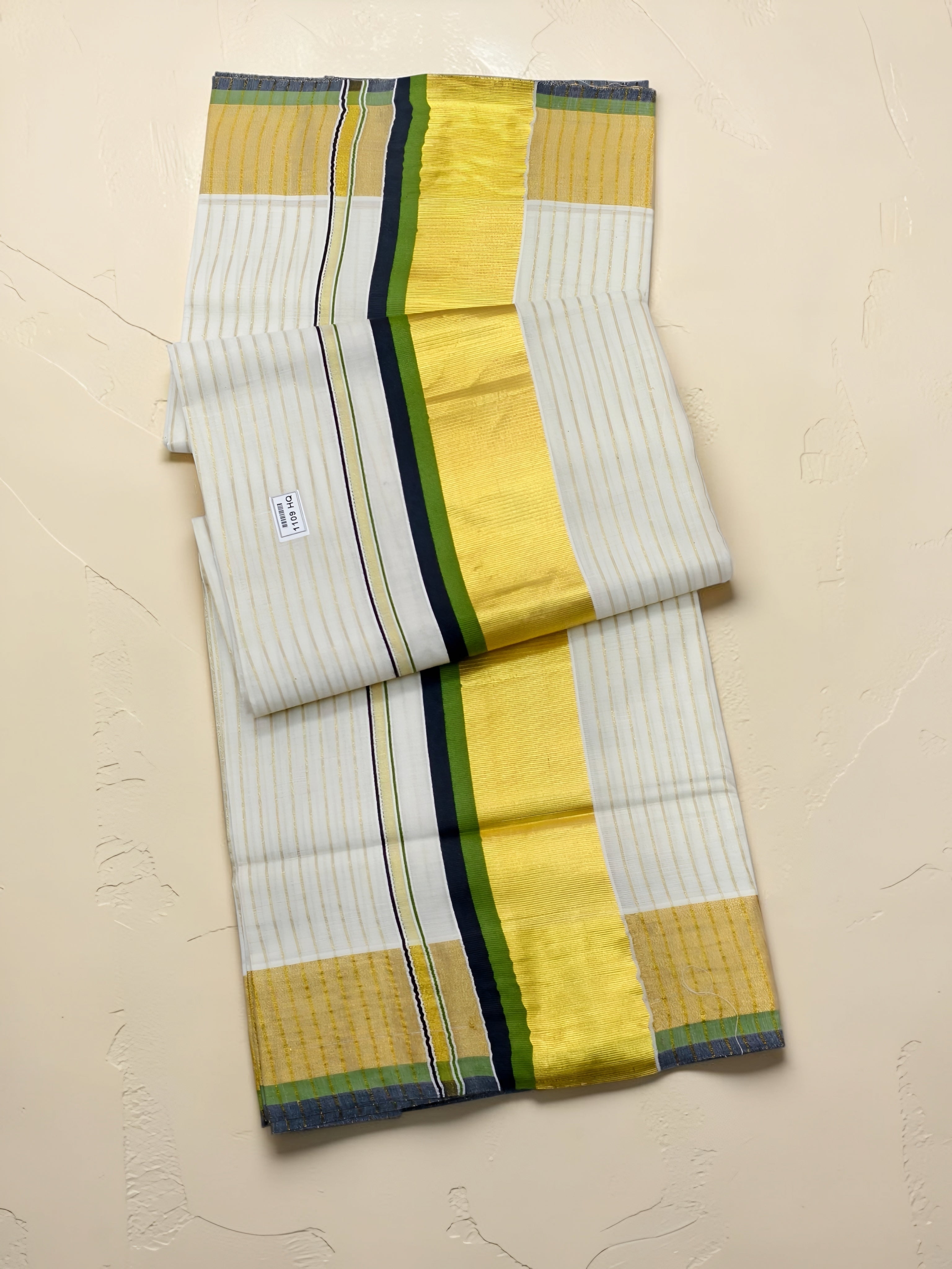 Original Handloom Kasavu Cotton Set Saree body stripe with blouse