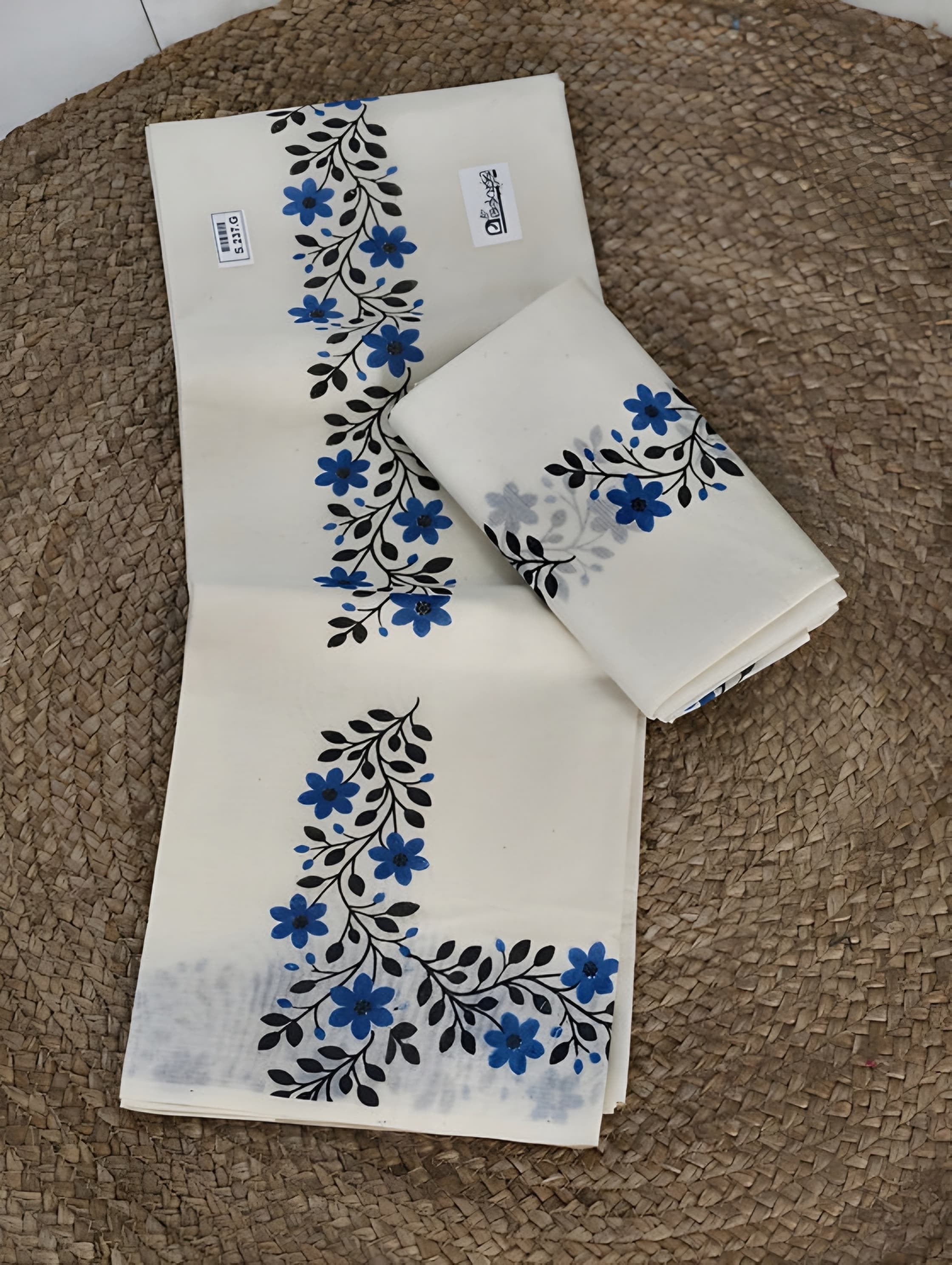 Malarvadi Set mundu Pure cotton Print design extra length 2.80 meter