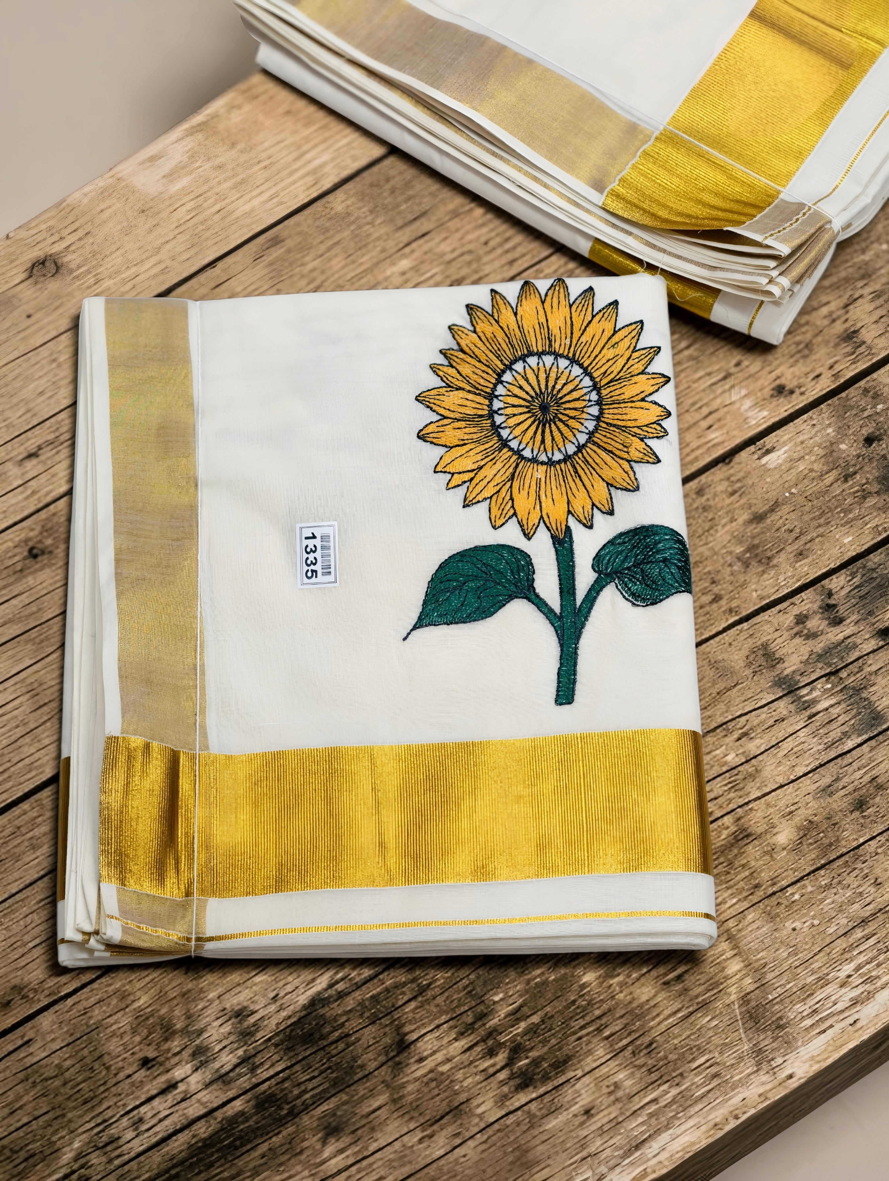 Trending Sunflower Saree exclusive for onam