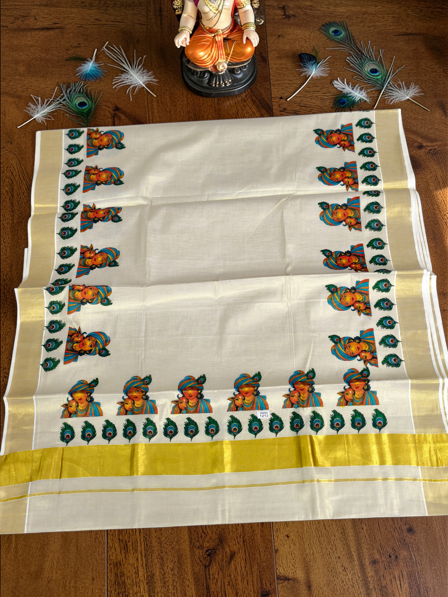 Kerala Tissue mural painting saree with blouse _ vishu collection