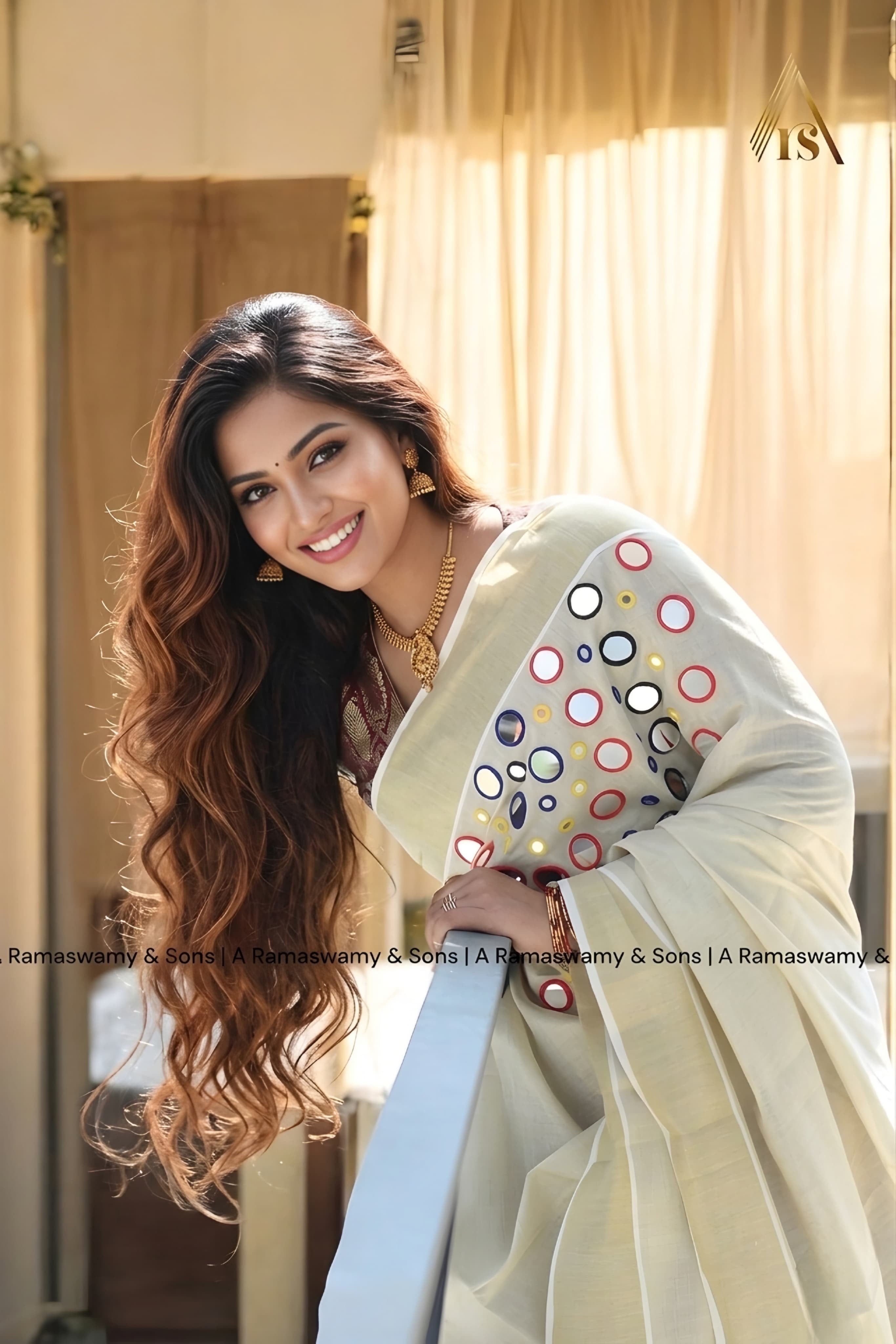 Exclusive Tissue Saree Premium Mirror Work _ Kerala saree 6.25mtr
