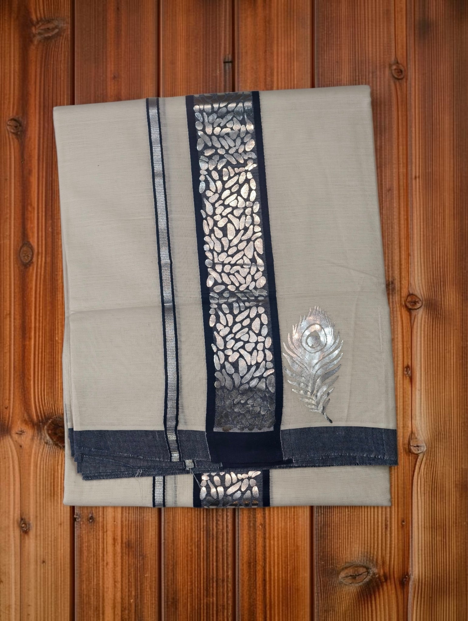 Onam special double dhoti 4 meter with Peeli Deign