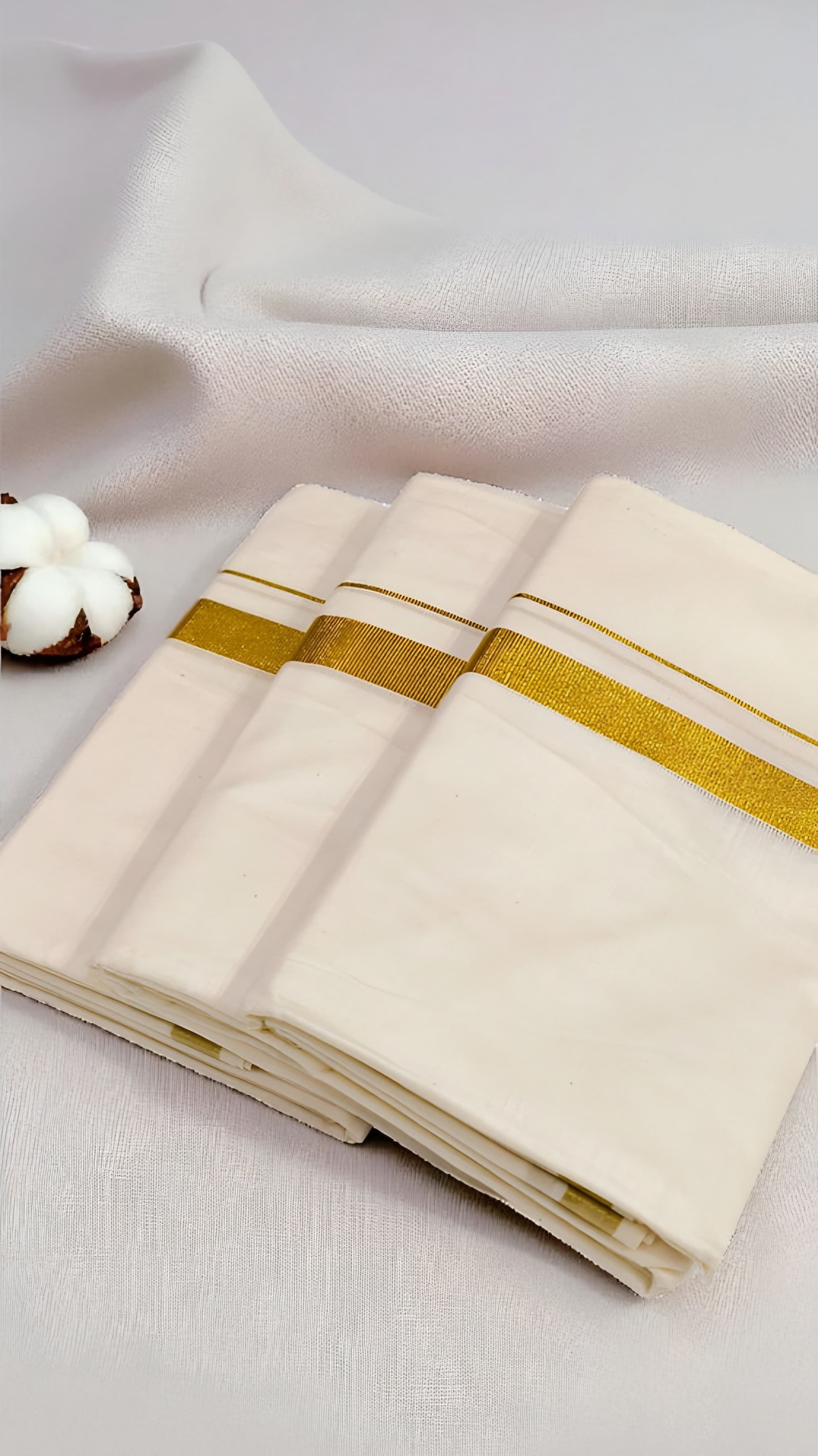 Kuthampully 1 inch Kasavu Dhoti 4 mtr