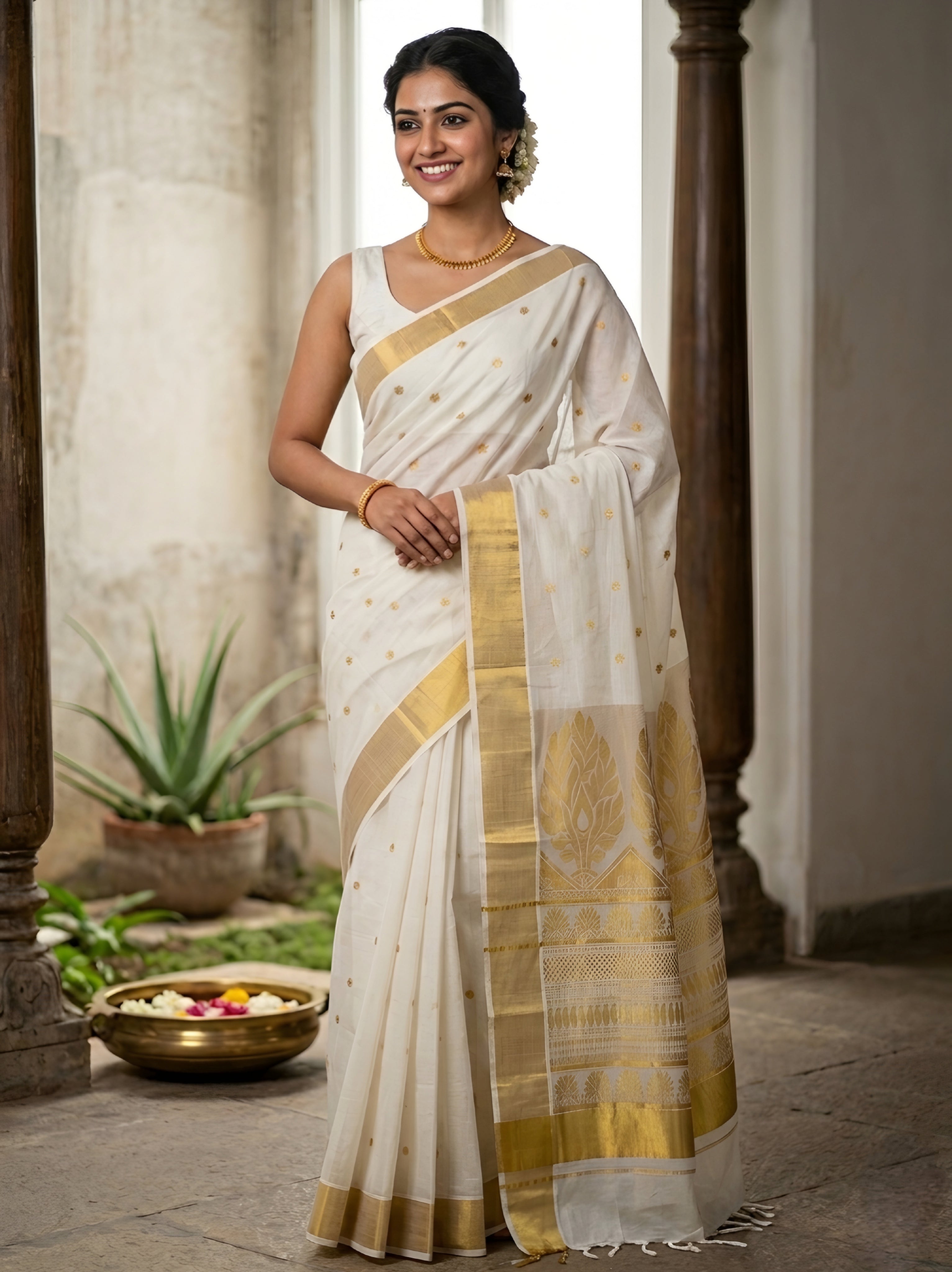 Rich Pallu pure cotton body full work saree Handloom replica