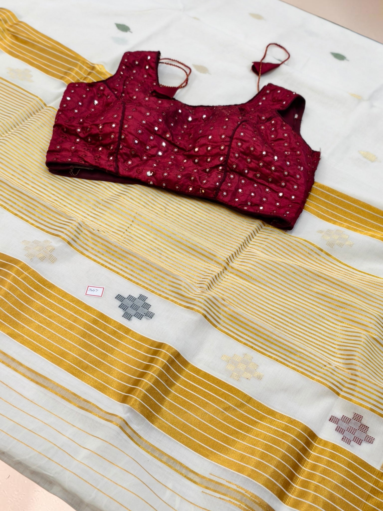 Pure Handloom Cotton full body meena work with blouse/ Handloom