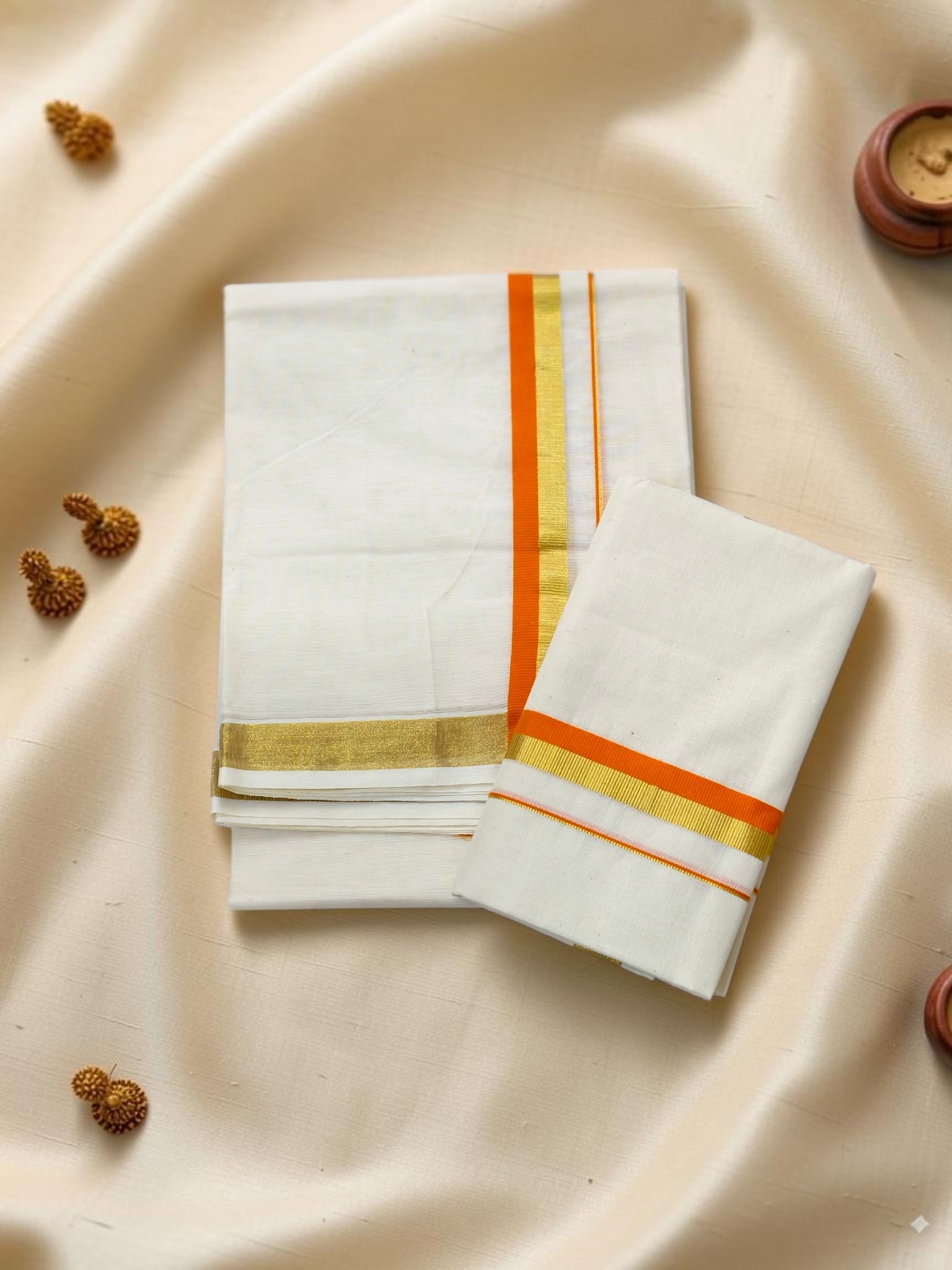 Premium Cotton set mundu 1 inch border extra length