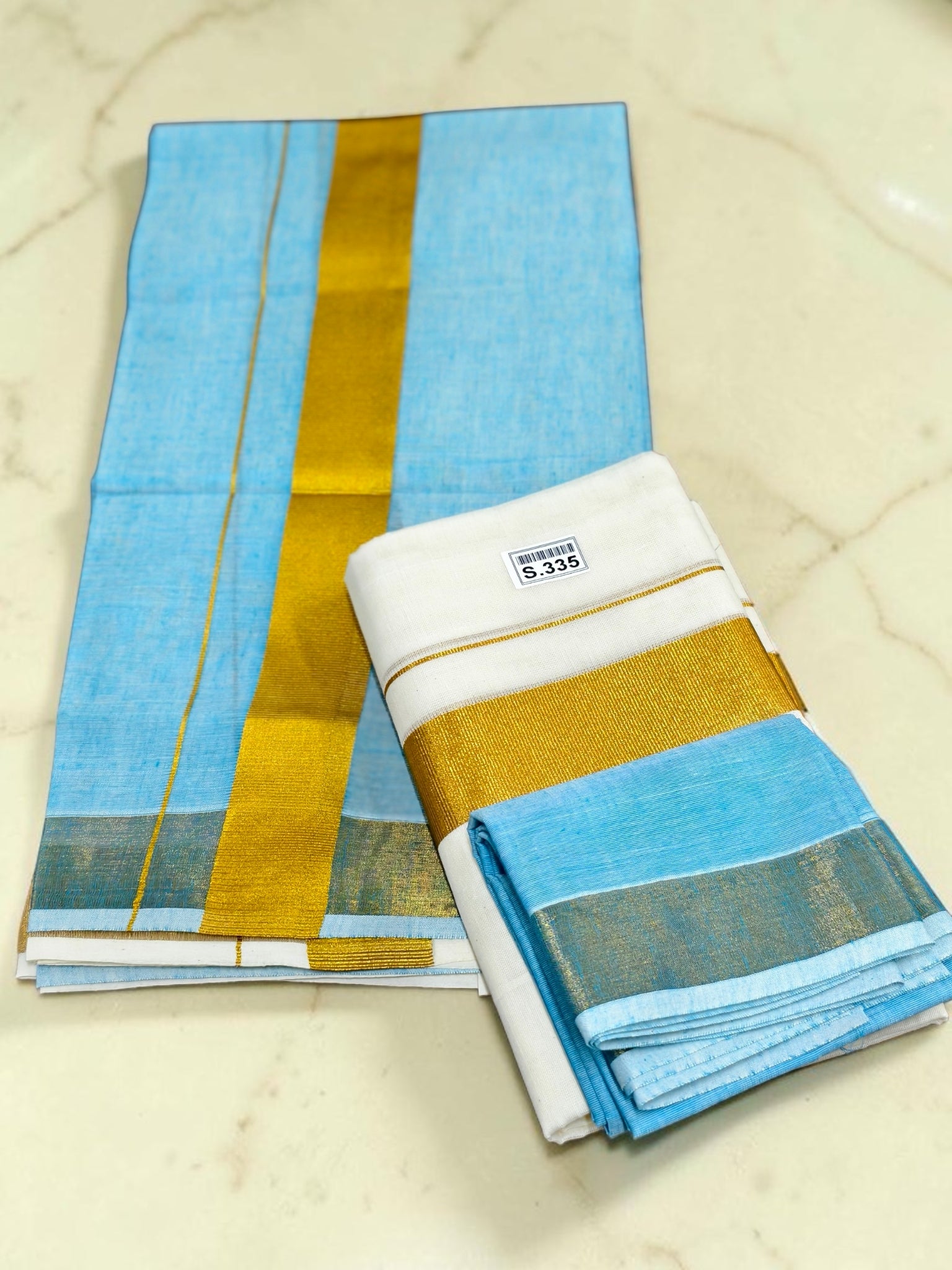 Kerala traditional contrast pall Set mundu with Blouse _ extra length