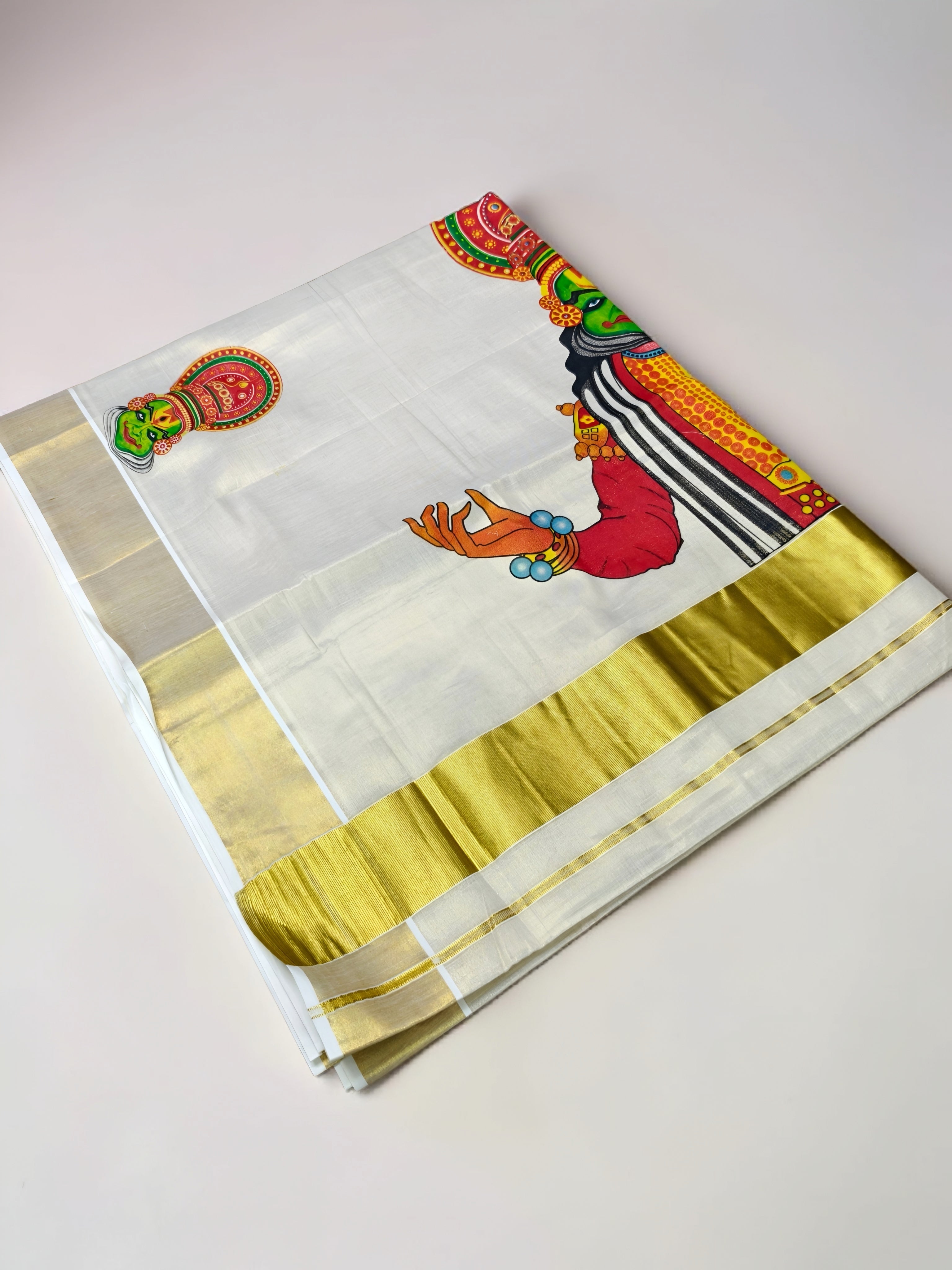 Kerala Tissue Saree with Big Print Onam exclusive with blouse