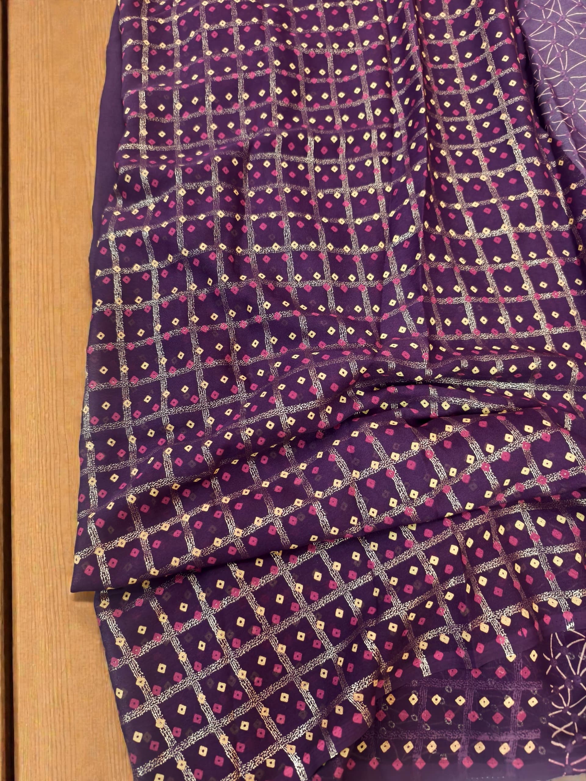 Georgette Crepe Saree with exclusive look with designer blouse