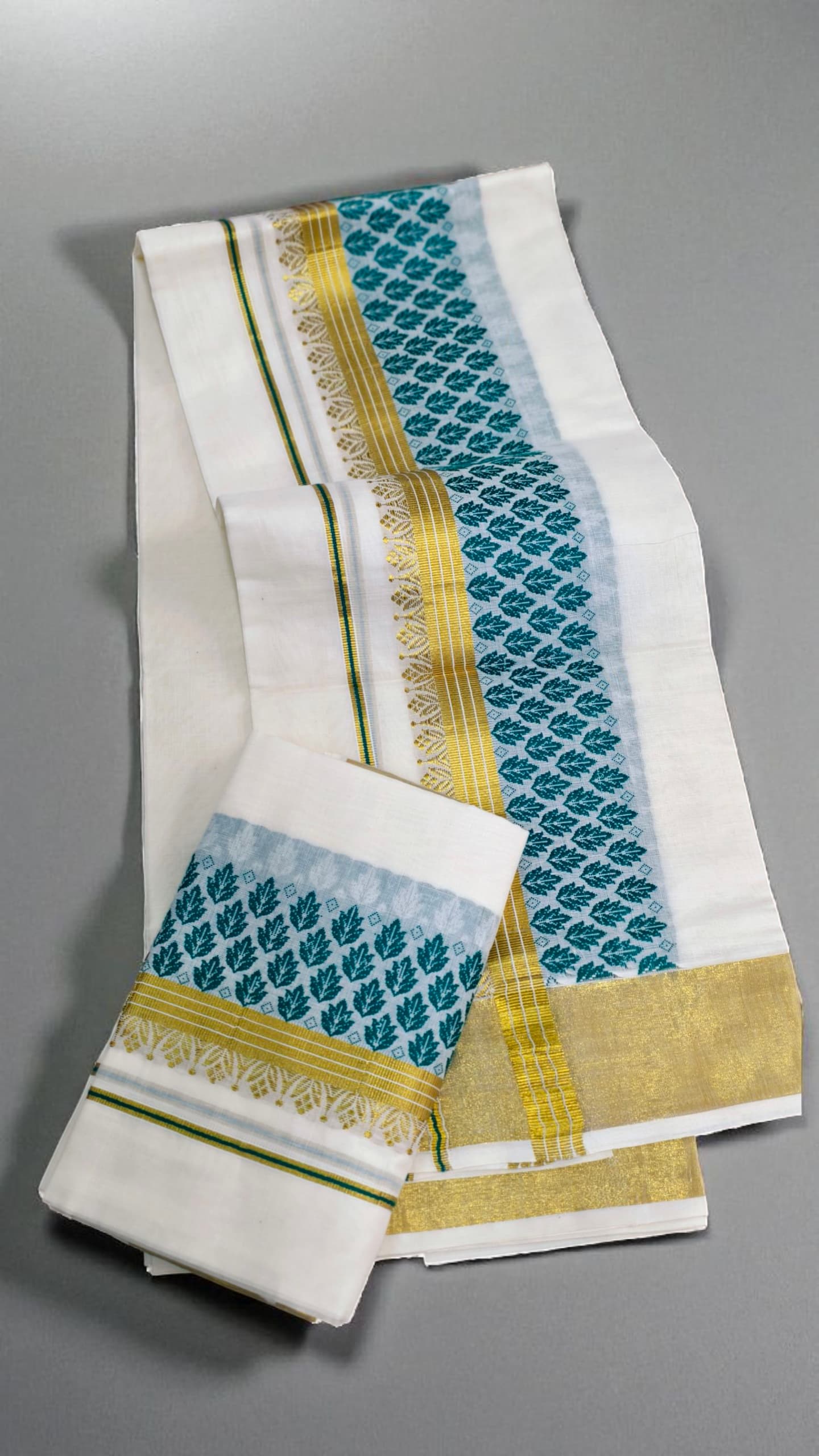 Kuthampully Premium Bhel Border Design Set Mundu extra length with exclusive design