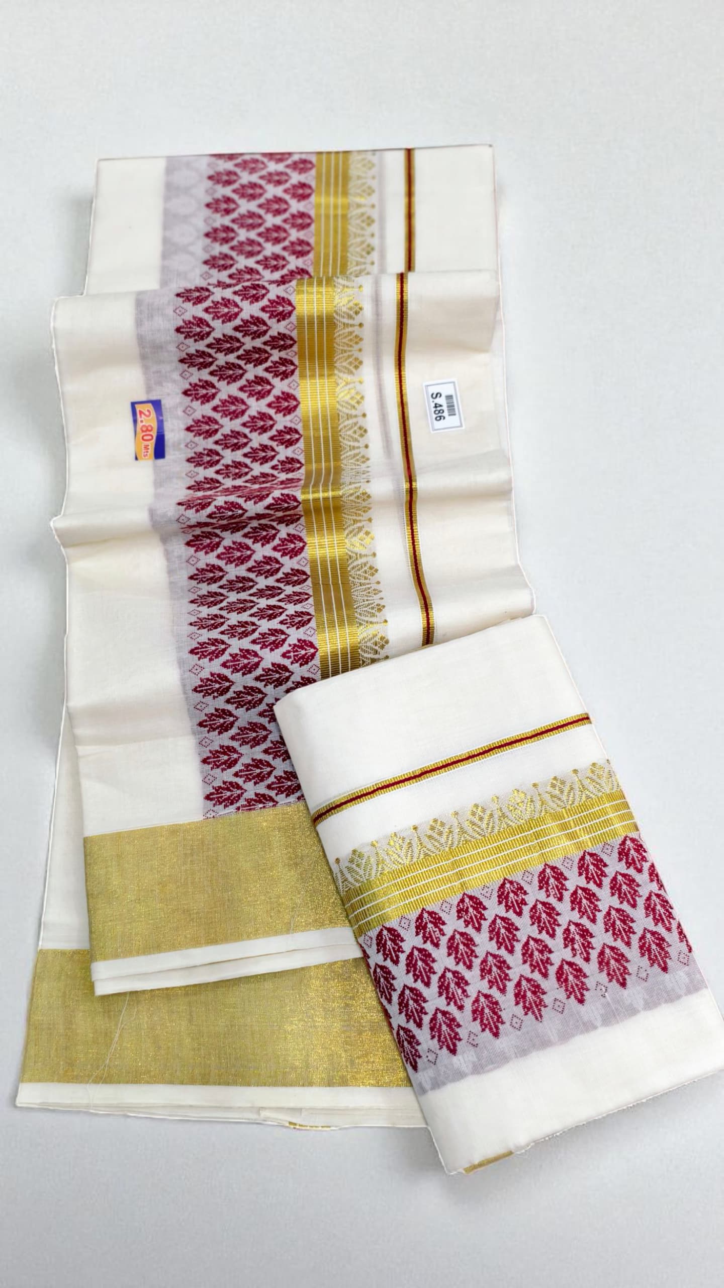 Kuthampully Premium Bhel Border Design Set Mundu extra length with exclusive design